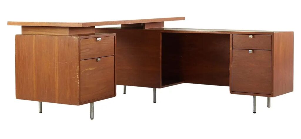 George Nelson for Herman Miller  Mid Century Walnut Corner Executive Desk