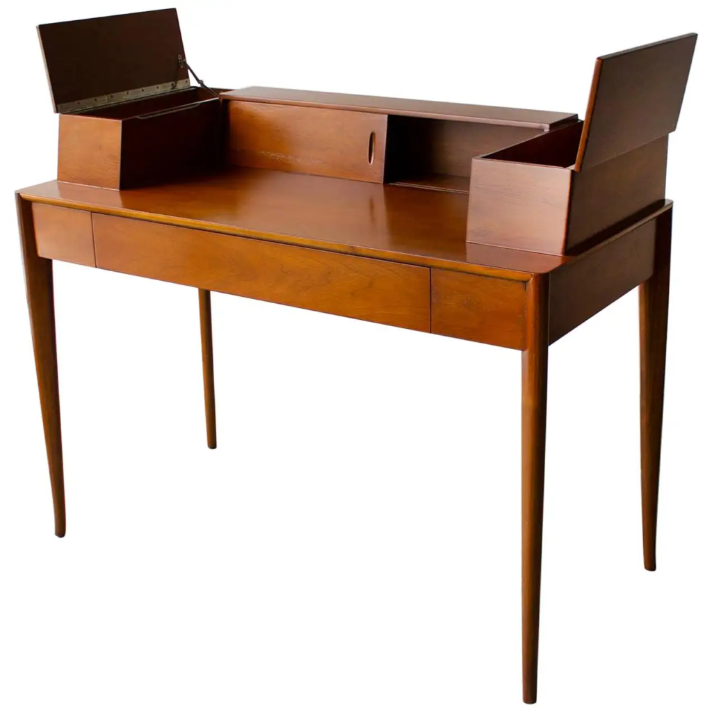 T.H. Robsjohn-Gibbings Desk for Widdicomb in Mahogany with Sabre Legs, 1950s